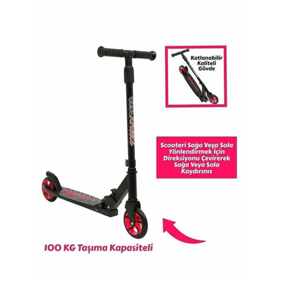 Kaliteli Pembe Çocuk Scooter Katlanabilir 2 Teker (8 Yaş ve Üzeri) Max 100 Kadar Taşır