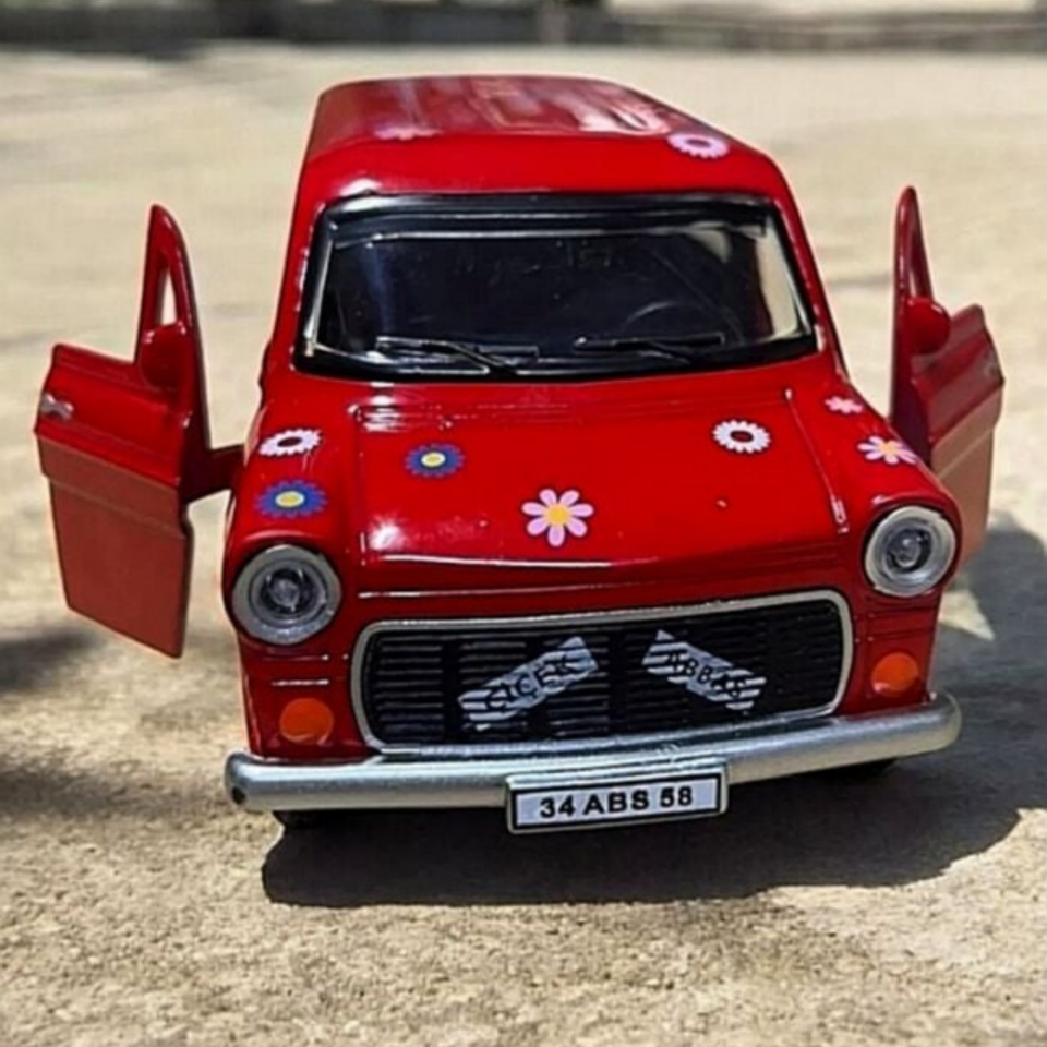 Nostalji Metal Minibüs Çiçek Abbas - Hediyelik Çek Bırak Premium Diecast Kolleksiyon Oyuncak Araba
