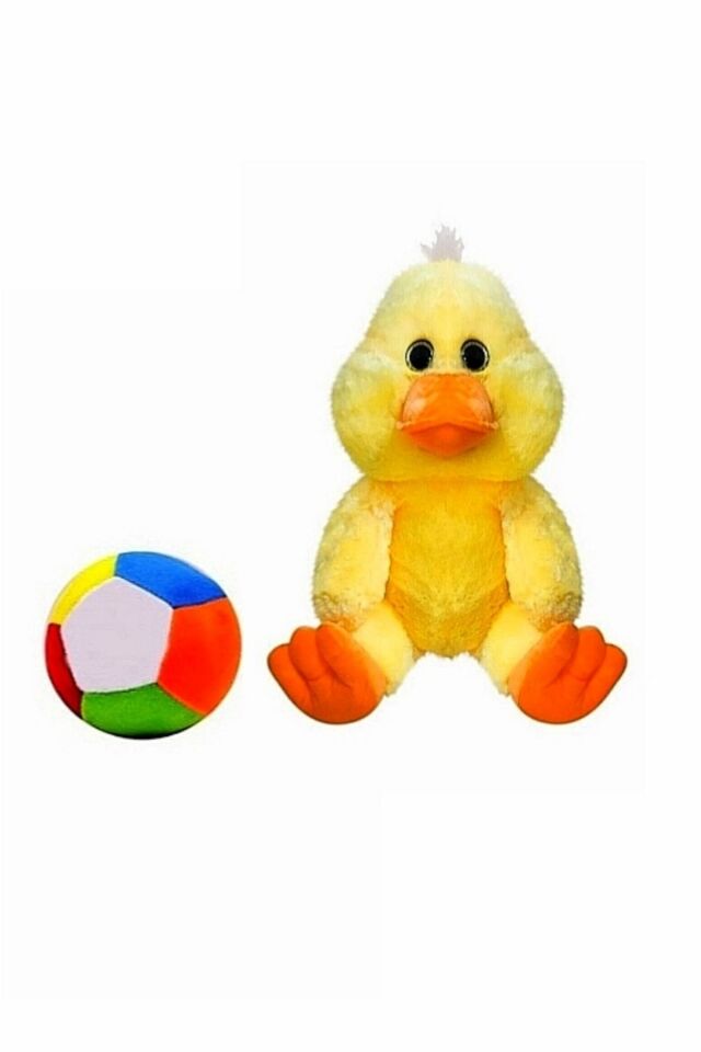 Peluş Ördek Civciv 30 cm ve Peluş Top 12 cm - 2 Ürün 1 Arada Oyuncak
