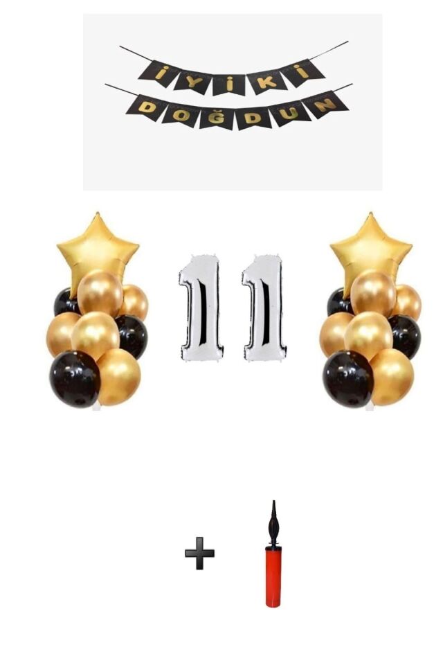 11 Yaş - Gümüş Silver Folyo Balon Parti Seti +Skradaparti145