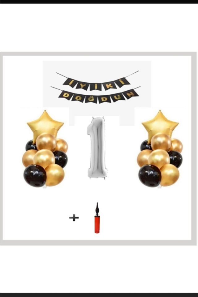 1 Yaş - Gümüş Silver Folyo Balon Parti Seti