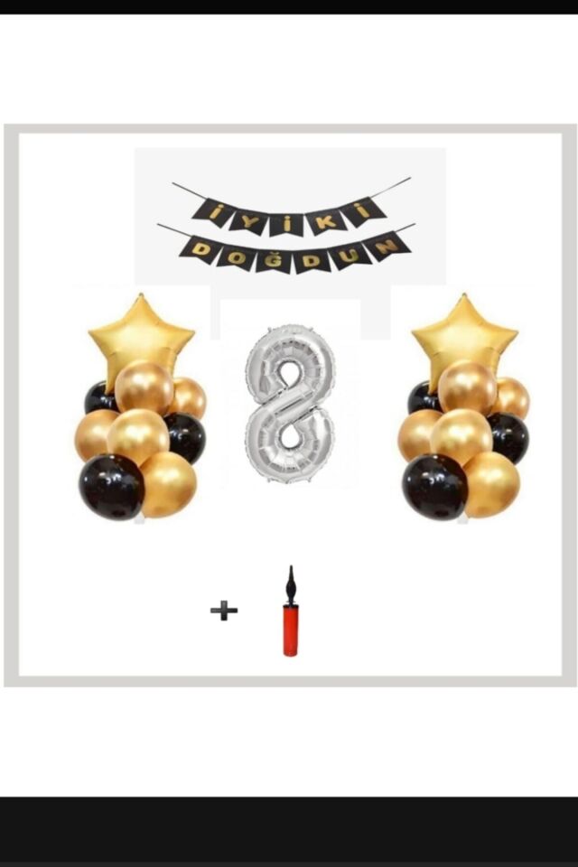 8 Yaş - Gümüş Silver Folyo Balon Parti Seti