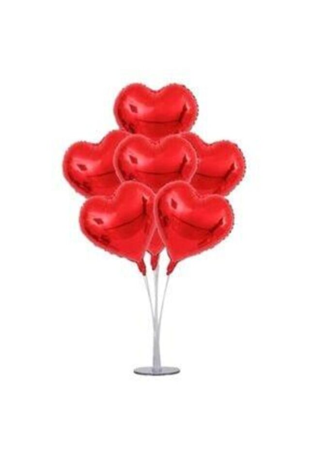 Ayaklı Kalp Balon Standı + Kırmızı Folyo Kalp Balonlar--skradaparti219