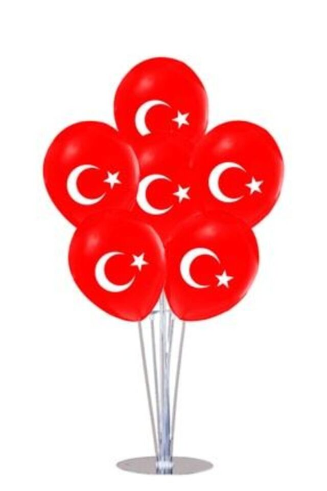 23 Nisan 7'li Balon Süsleme Standı Ve Türk Bayrağı Baskılı Balon