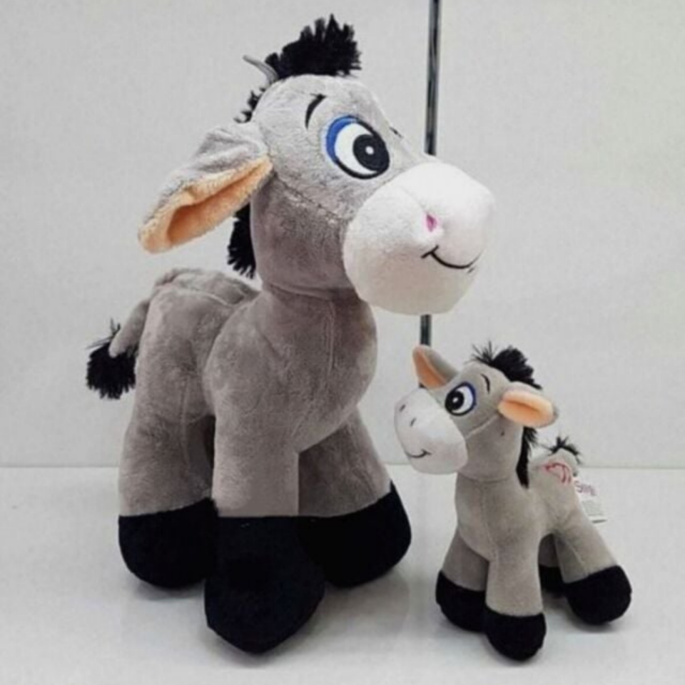 Sevimli Oyuncak Peluş Yavrulu Ikili 28 Cm Eşek 15 Cm - Hediye Seti